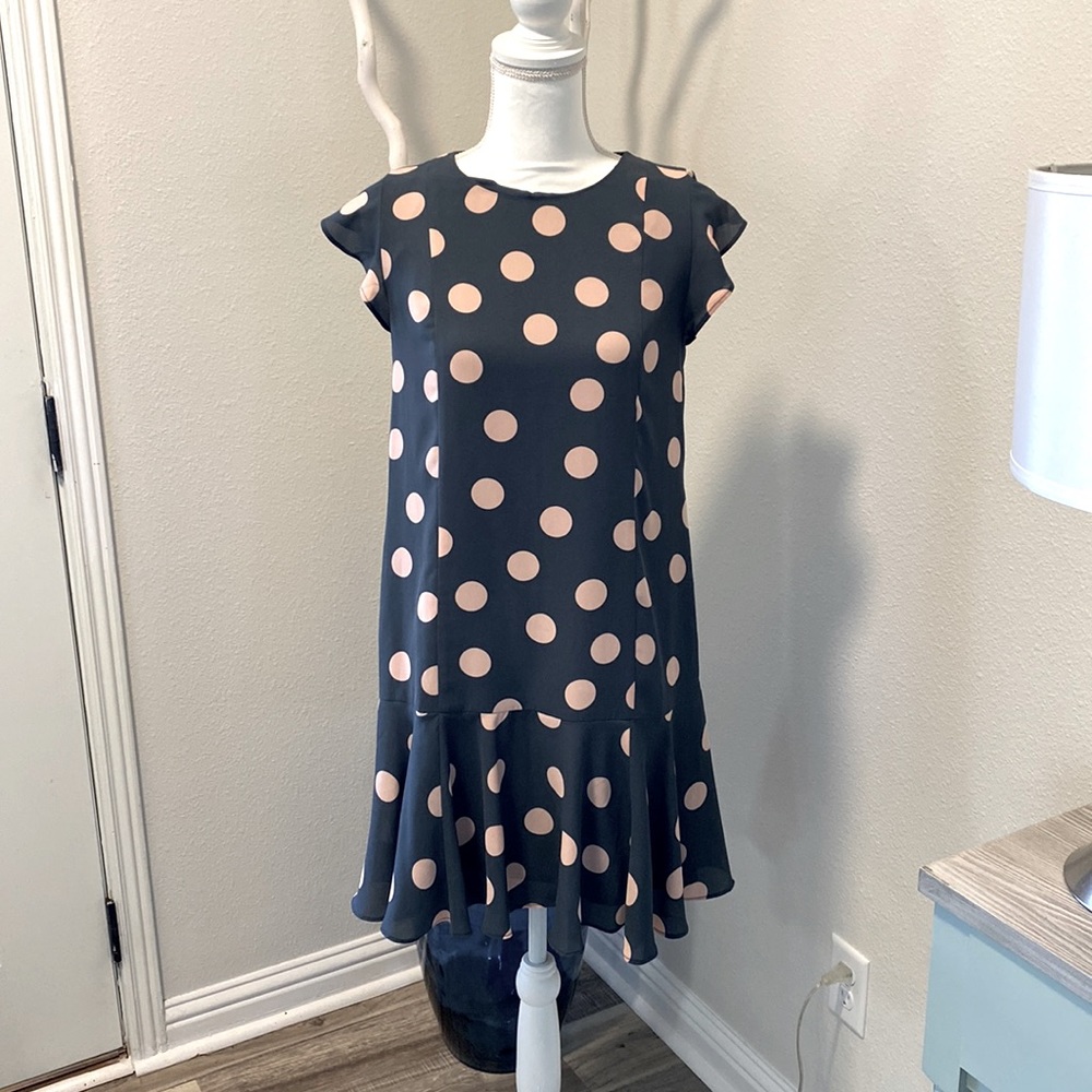 Loft Dress grey with pink dots